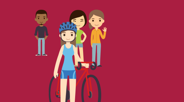 Drawing: woman in bycicle